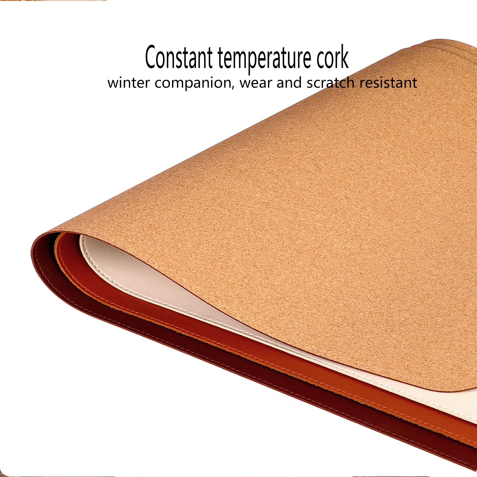 Premium PU Leather Desk Pad with Cork Bottom Non-Slip Mouse Pad – Brown (30 x 60 cm)