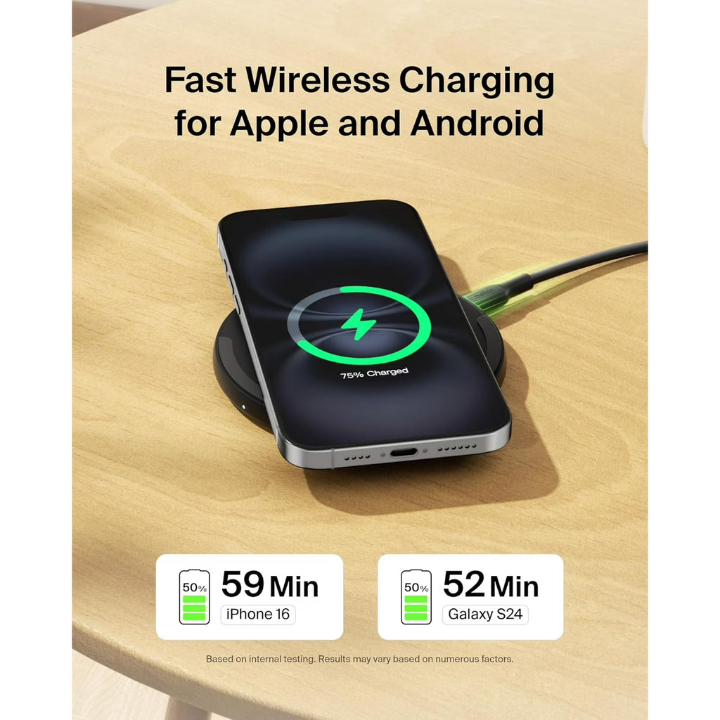 Belkin 15W Wireless Charging Pad – Qi Fast Charger for iPhone & Samsung Galaxy