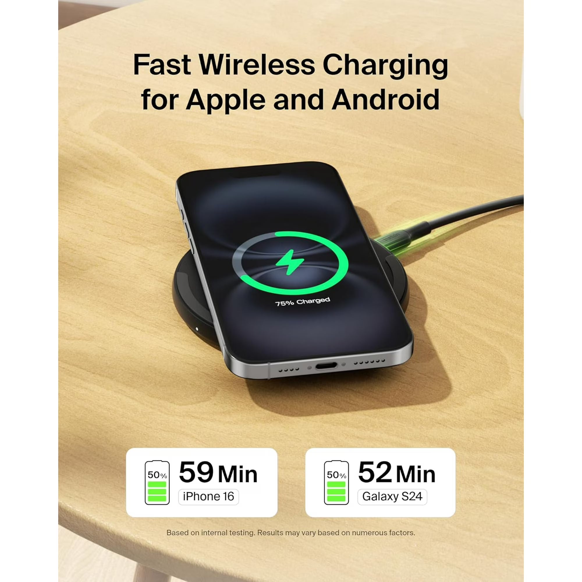 Belkin 15W Wireless Charging Pad – Qi Fast Charger for iPhone & Samsung Galaxy