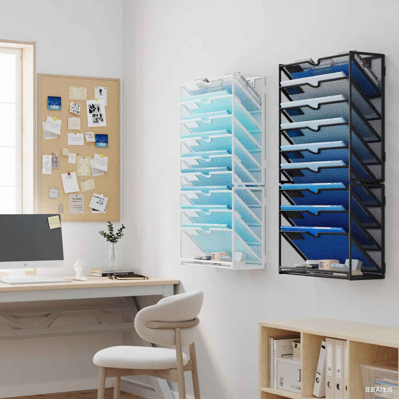 Marbrasse 10-Tier Wall File Organizer – Hanging Storage Rack for Papers & Folders (Black)