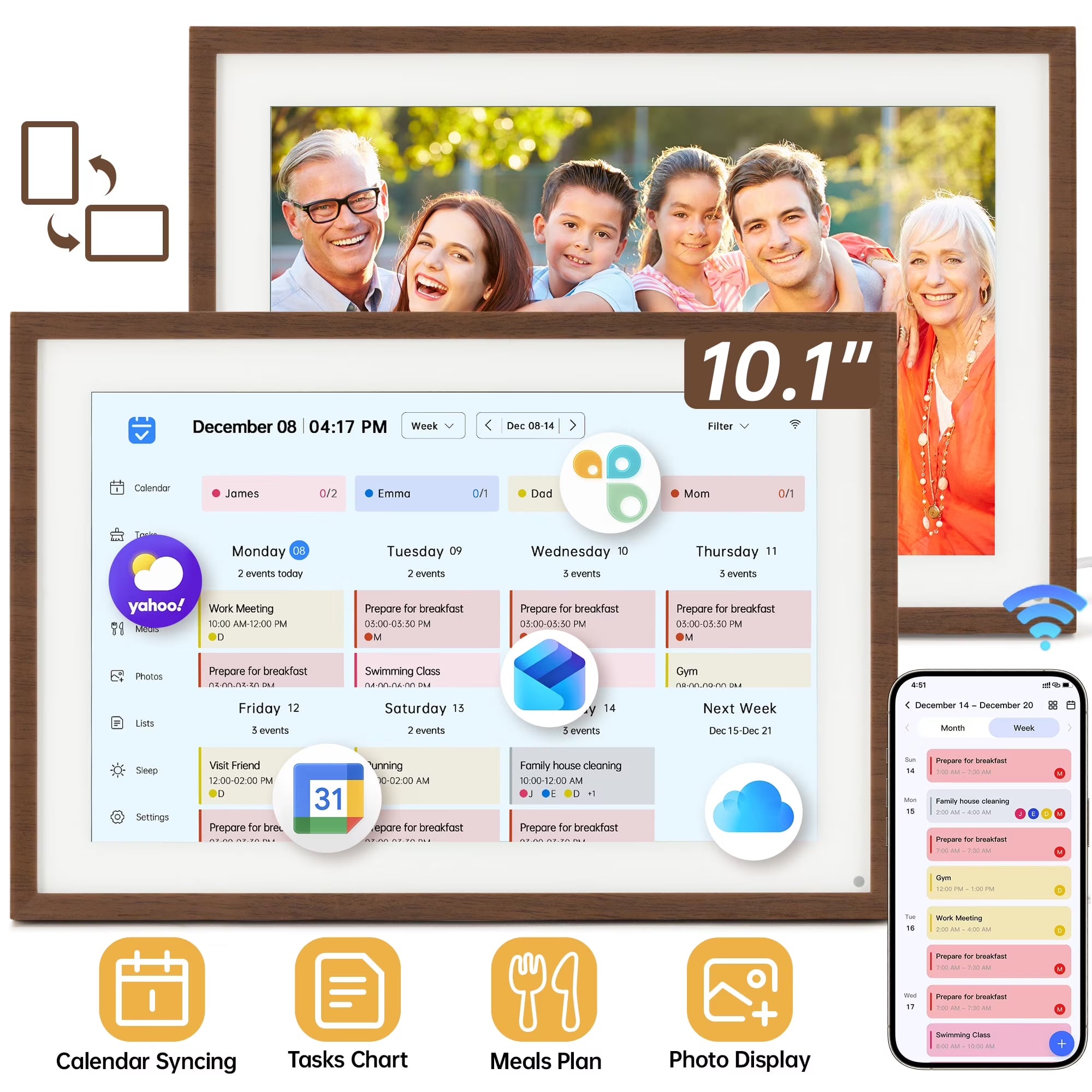 VUSIGN 10.1" Smart Digital Calendar & Chore Chart – Full HD Touchscreen WiFi Planner