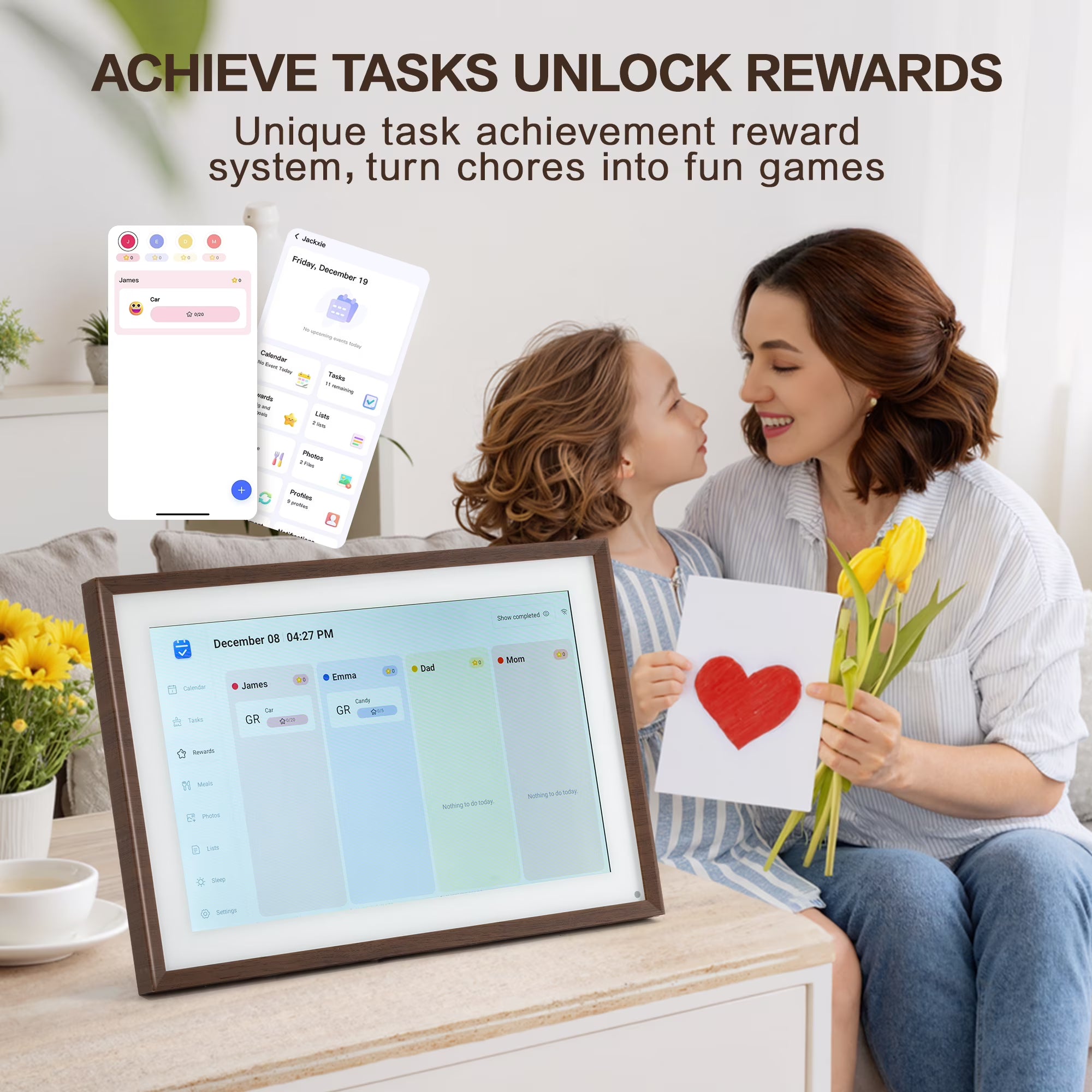 VUSIGN 10.1" Smart Digital Calendar & Chore Chart – Full HD Touchscreen WiFi Planner