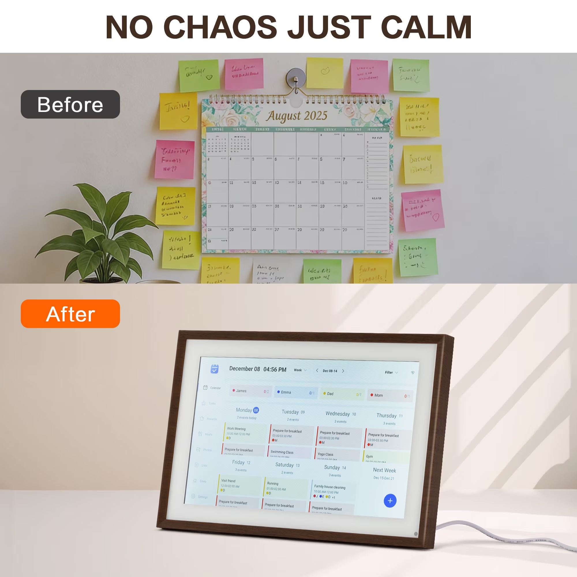 VUSIGN 10.1" Smart Digital Calendar & Chore Chart – Full HD Touchscreen WiFi Planner