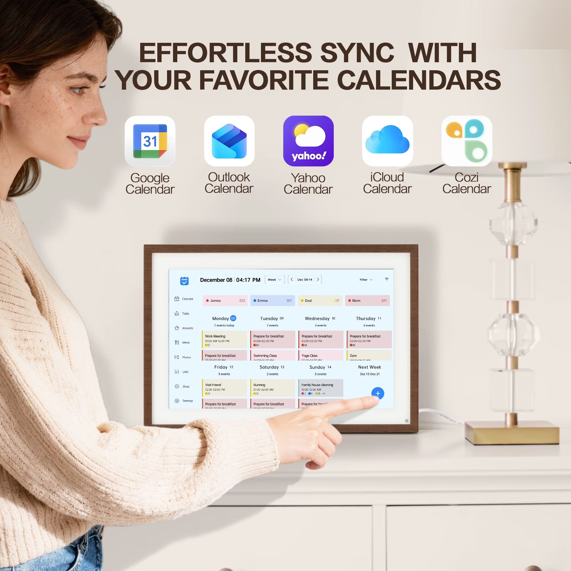 VUSIGN 10.1" Smart Digital Calendar & Chore Chart – Full HD Touchscreen WiFi Planner