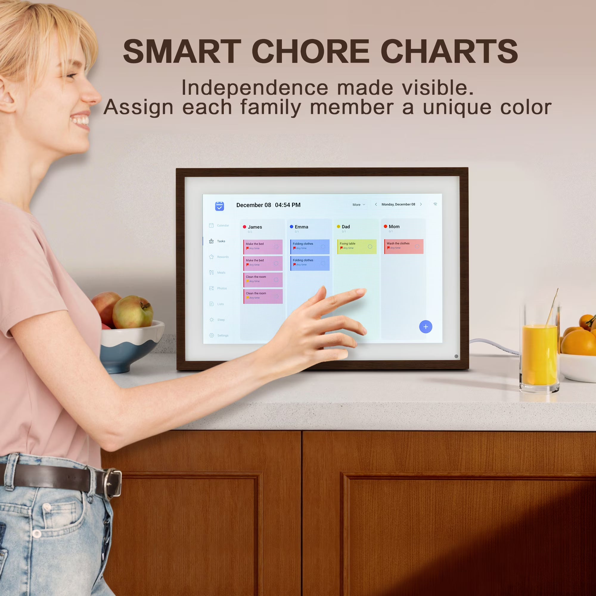 VUSIGN 10.1" Smart Digital Calendar & Chore Chart – Full HD Touchscreen WiFi Planner