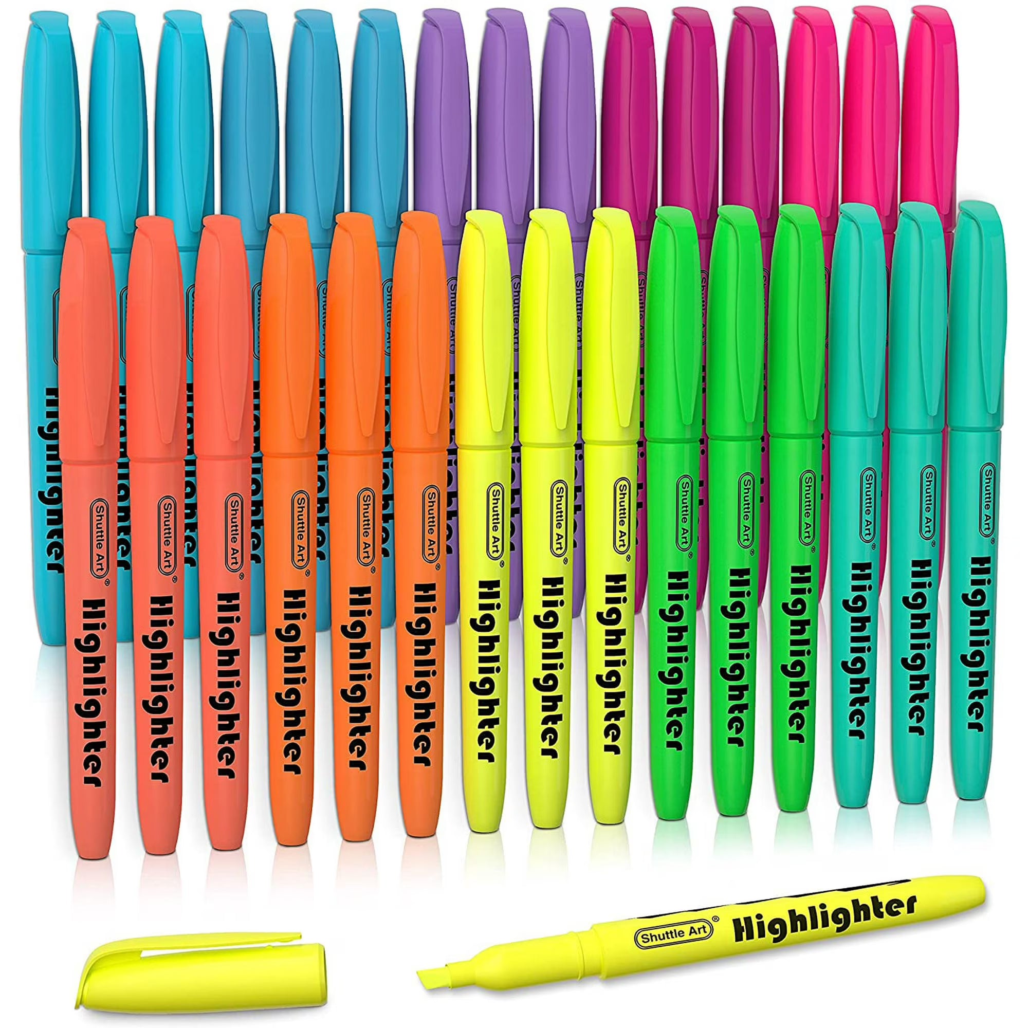 Shuttle Art Highlighter Set – 30 Pack Assorted Color Chisel Tip Markers
