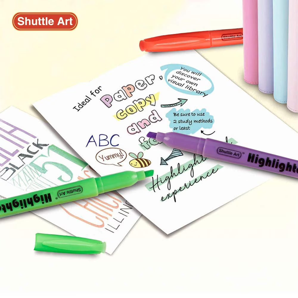 Shuttle Art Highlighter Set – 30 Pack Assorted Color Chisel Tip Markers
