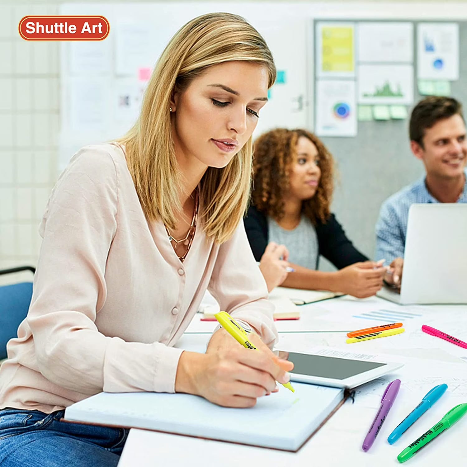 Shuttle Art Highlighter Set – 30 Pack Assorted Color Chisel Tip Markers