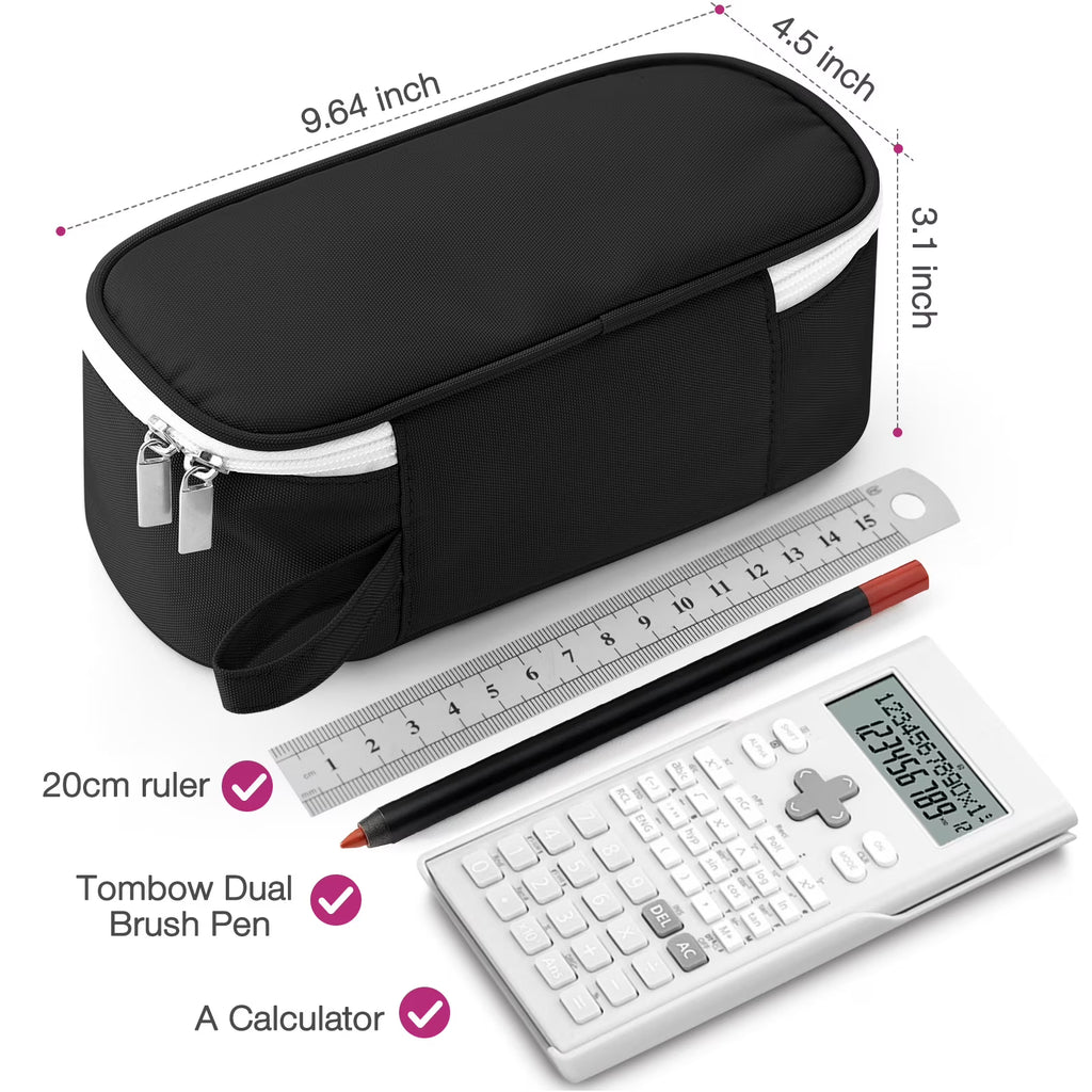 Livhil Large Pencil Pouch – Spacious Pencil Case for School & Office Supplies (Black)
