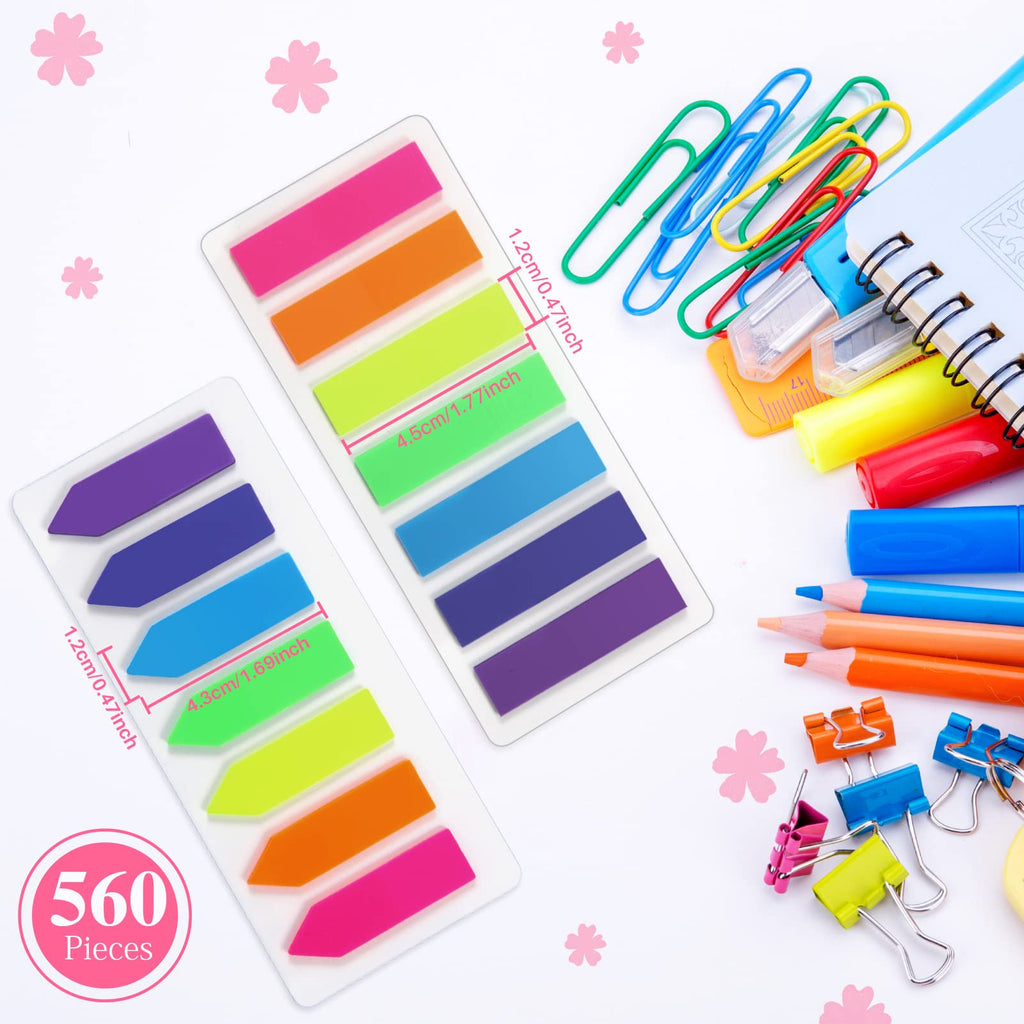 560-Piece Sticky Note Flags Set – Colorful Index Tabs & Page Markers