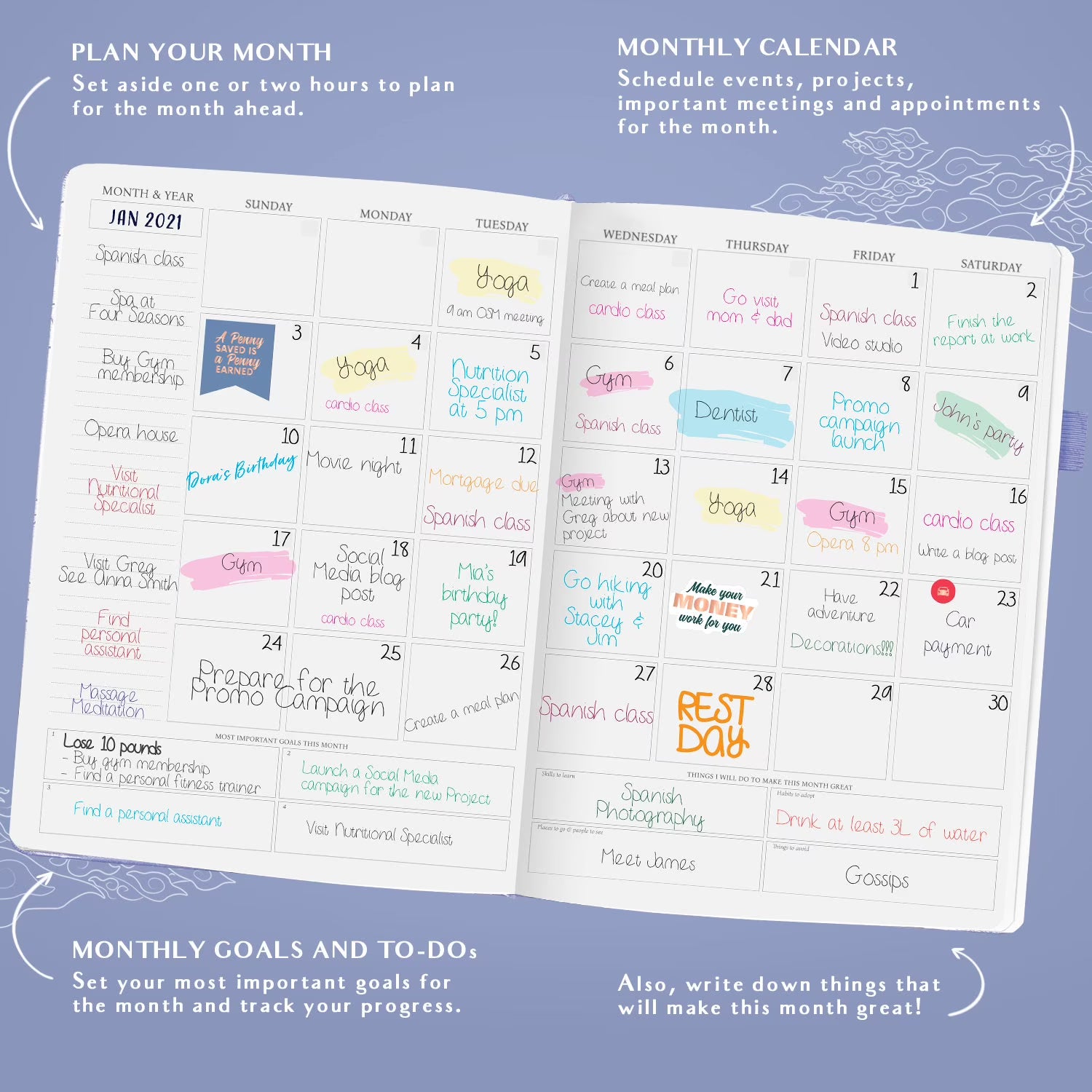 LEGEND PLANNER Hourly Planner & Appointment Book – 120 Pages, Periwinkle