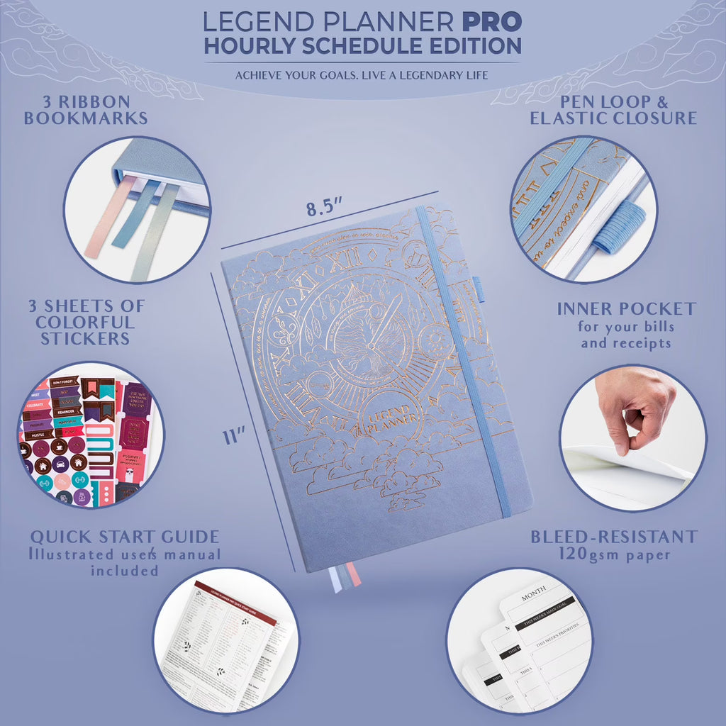 LEGEND PLANNER Hourly Planner & Appointment Book – 120 Pages, Periwinkle