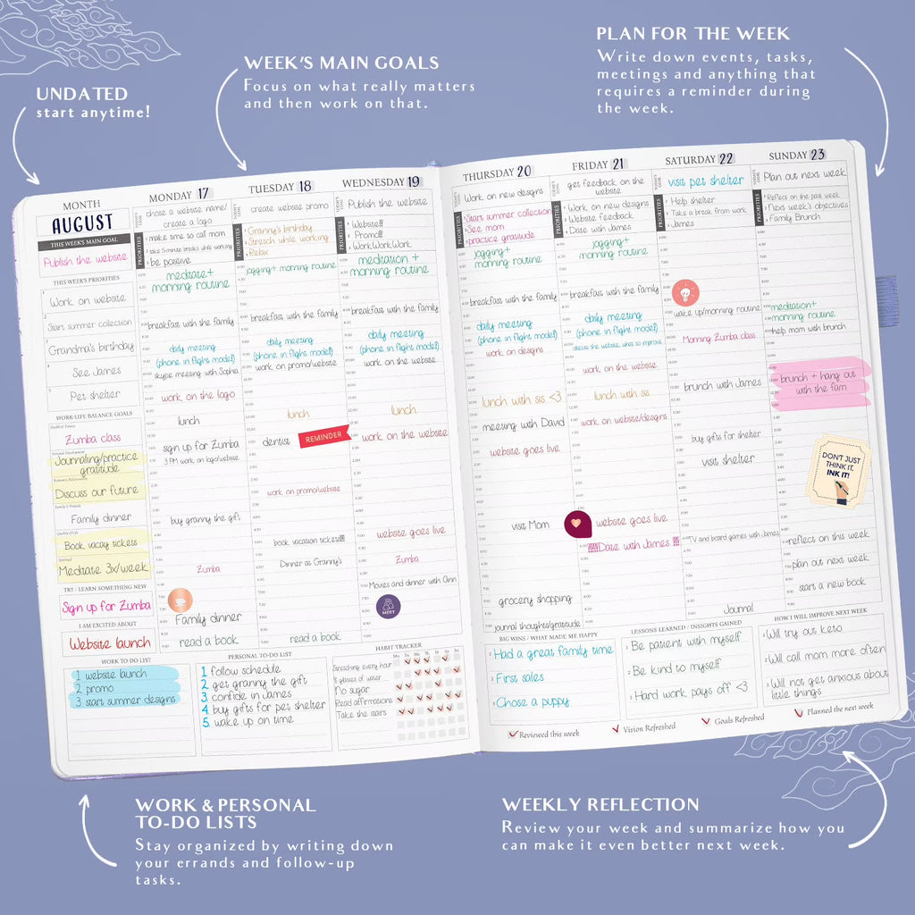 LEGEND PLANNER Hourly Planner & Appointment Book – 120 Pages, Periwinkle